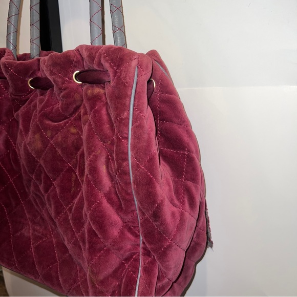 Maroon Juicy Couture Purse Vintage Y2K Tote Bag Handbag Quilted Preloved - Picture 12 of 12